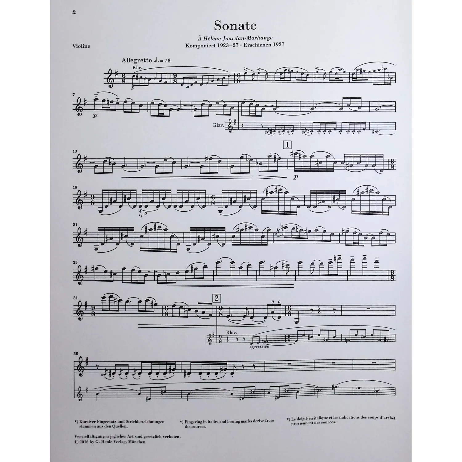Henle Ravel Sonate G-Dur Violinnoten Klavier Urtext Kramer