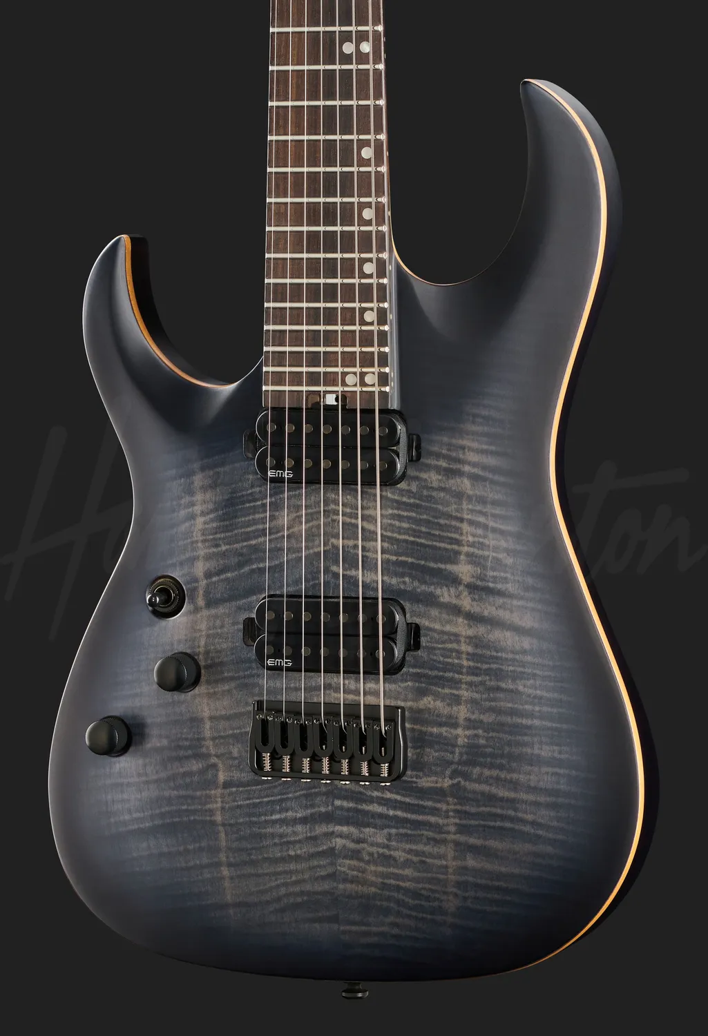 Harley Benton Amarok-7 E-Gitarre LH Flame Burst 7-saitig EMG
