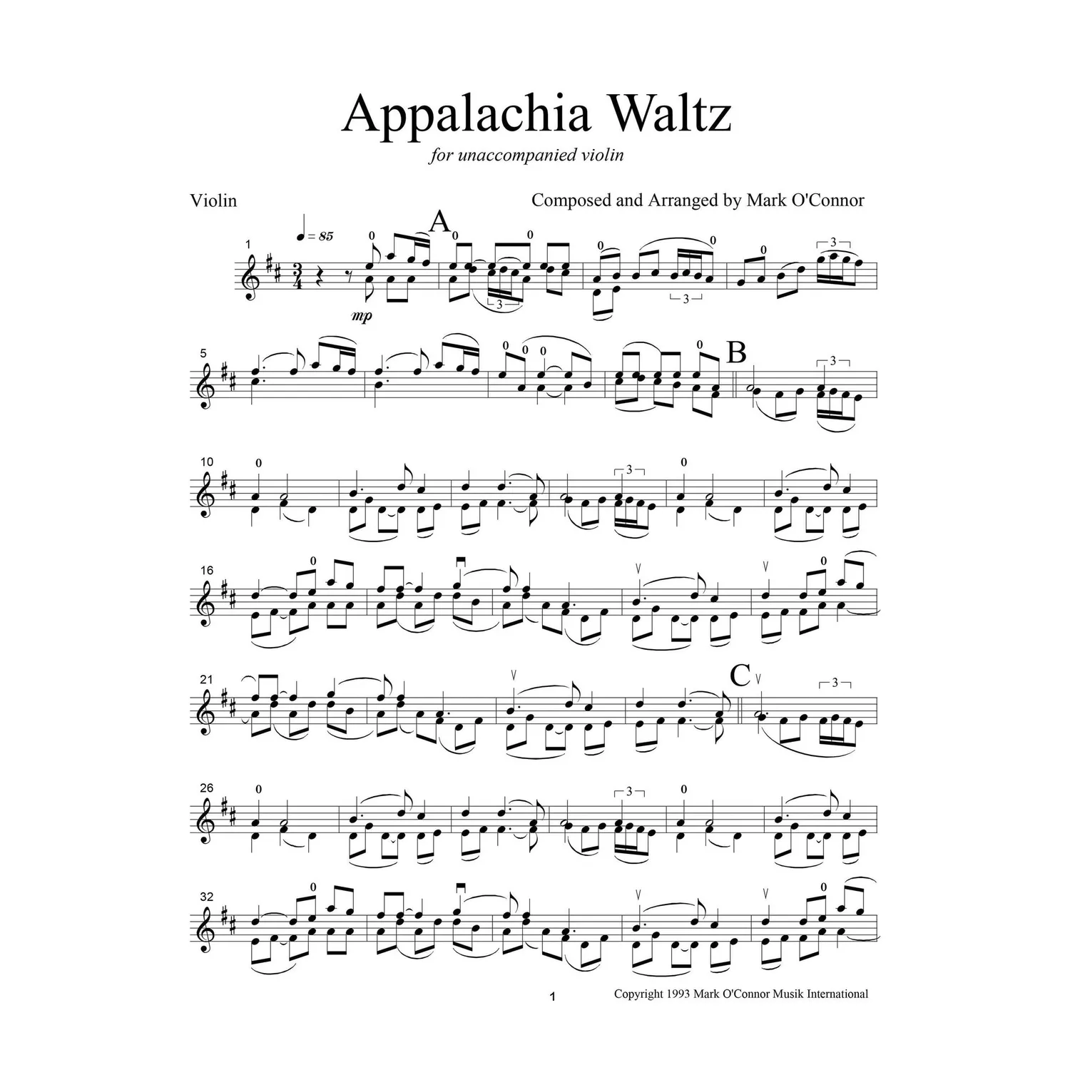 Mark O'Connor Appalachia Waltz Noten Violine solo Download
