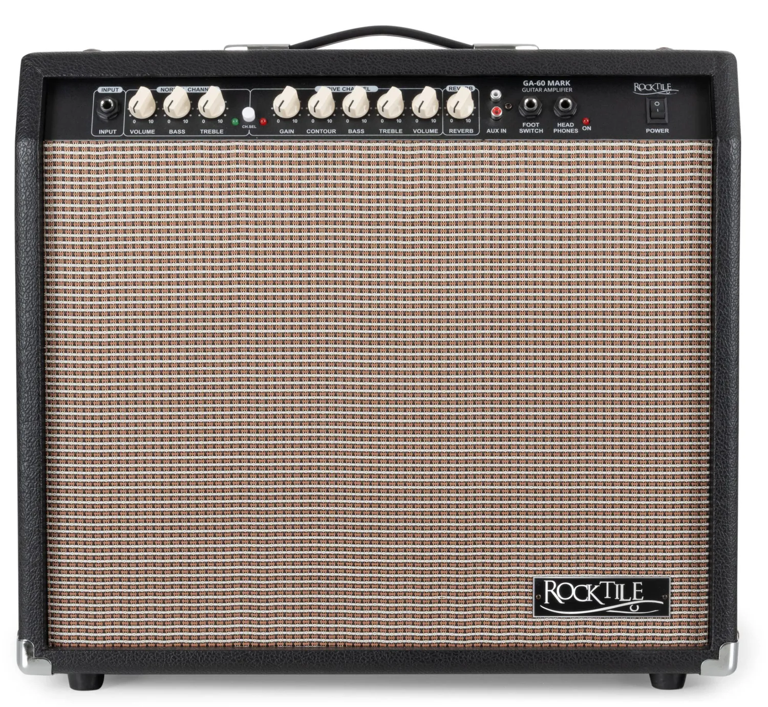 Rocktile GA-60 Mark Gitarrenverstärker 60 Watt Schwarz mit Hall