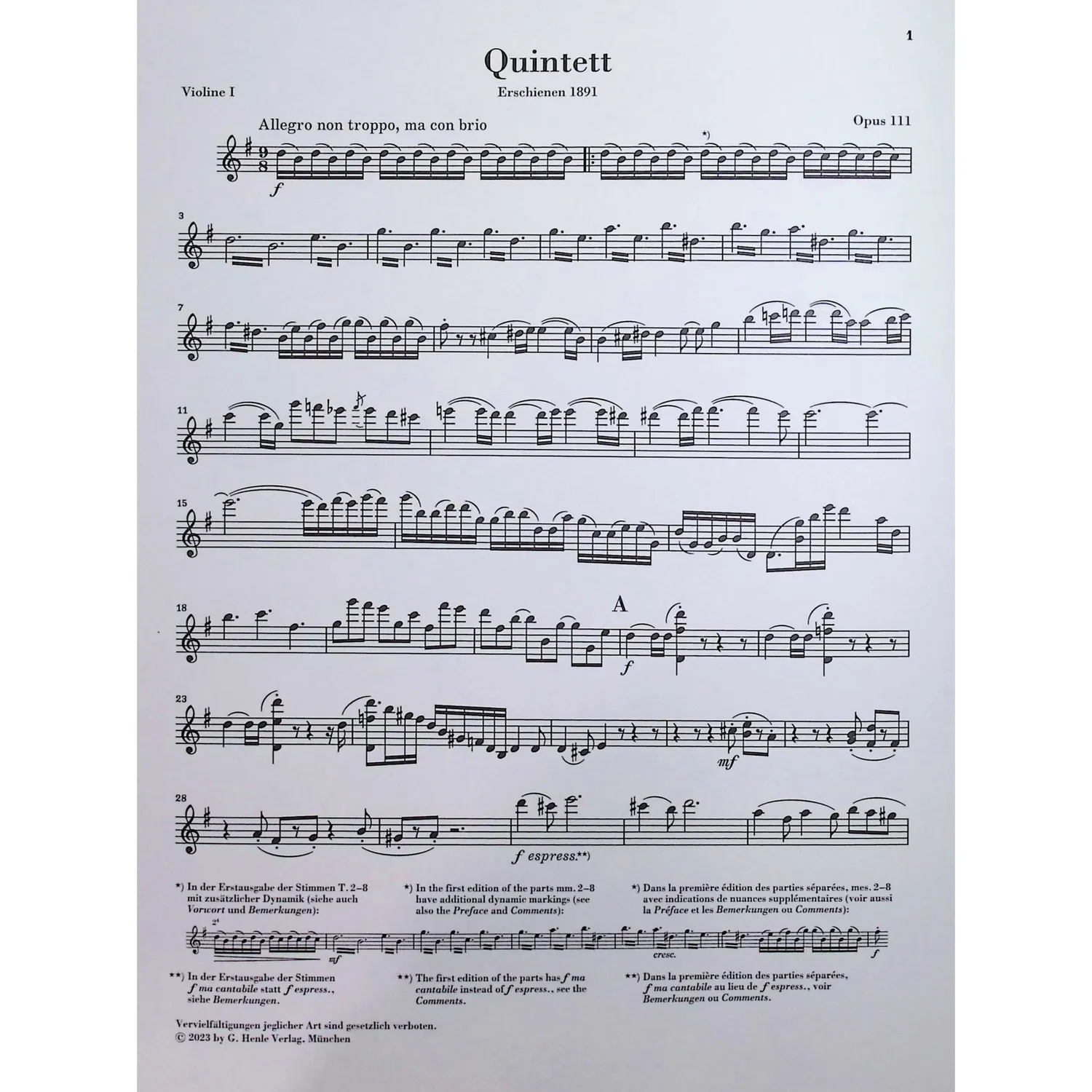 Shar Music Brahms Quintett Nr 2 Noten Streichquintett Henle