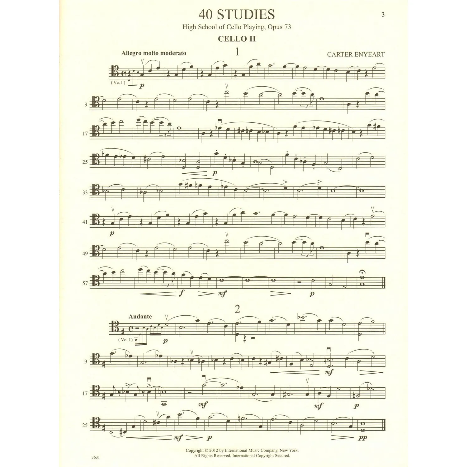 Enyeart Popper Cello Begleitung Op.73 Noten 2.Cello