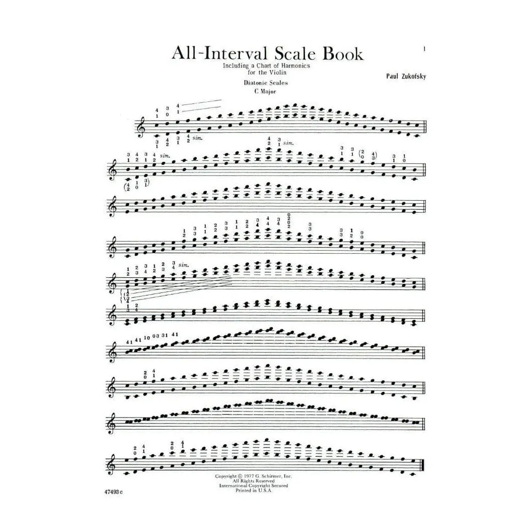 Shar Music Zukofsky All Interval Scale Violin Notenheft Skalen