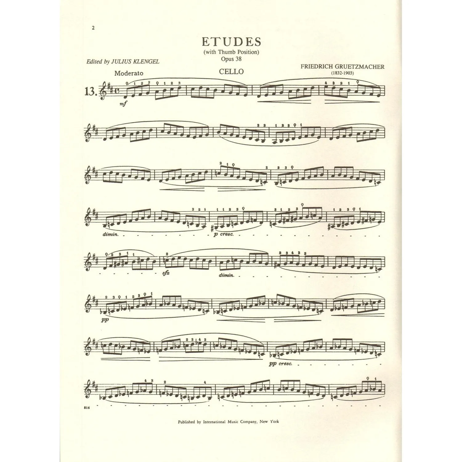 Shar Music Grützmacher Etüden Op.38 Bd.2 Noten Cello