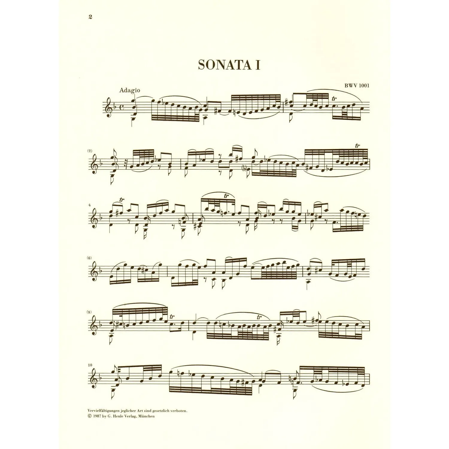 Henle Bach Sonaten Partiten BWV 1001-1006 Noten Violine Urtext