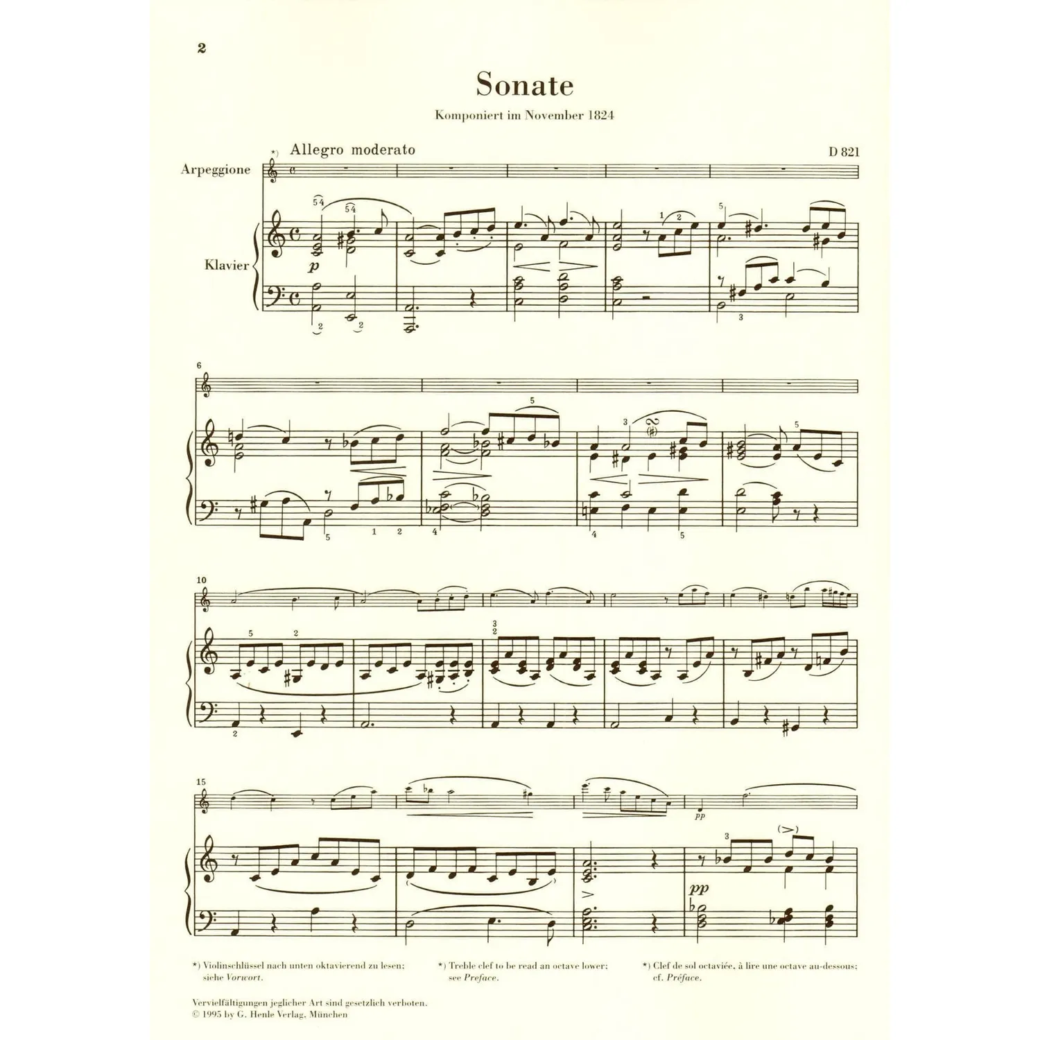 Henle Schubert Arpeggione-Sonate D 821 Noten Viola Klavier Urtext