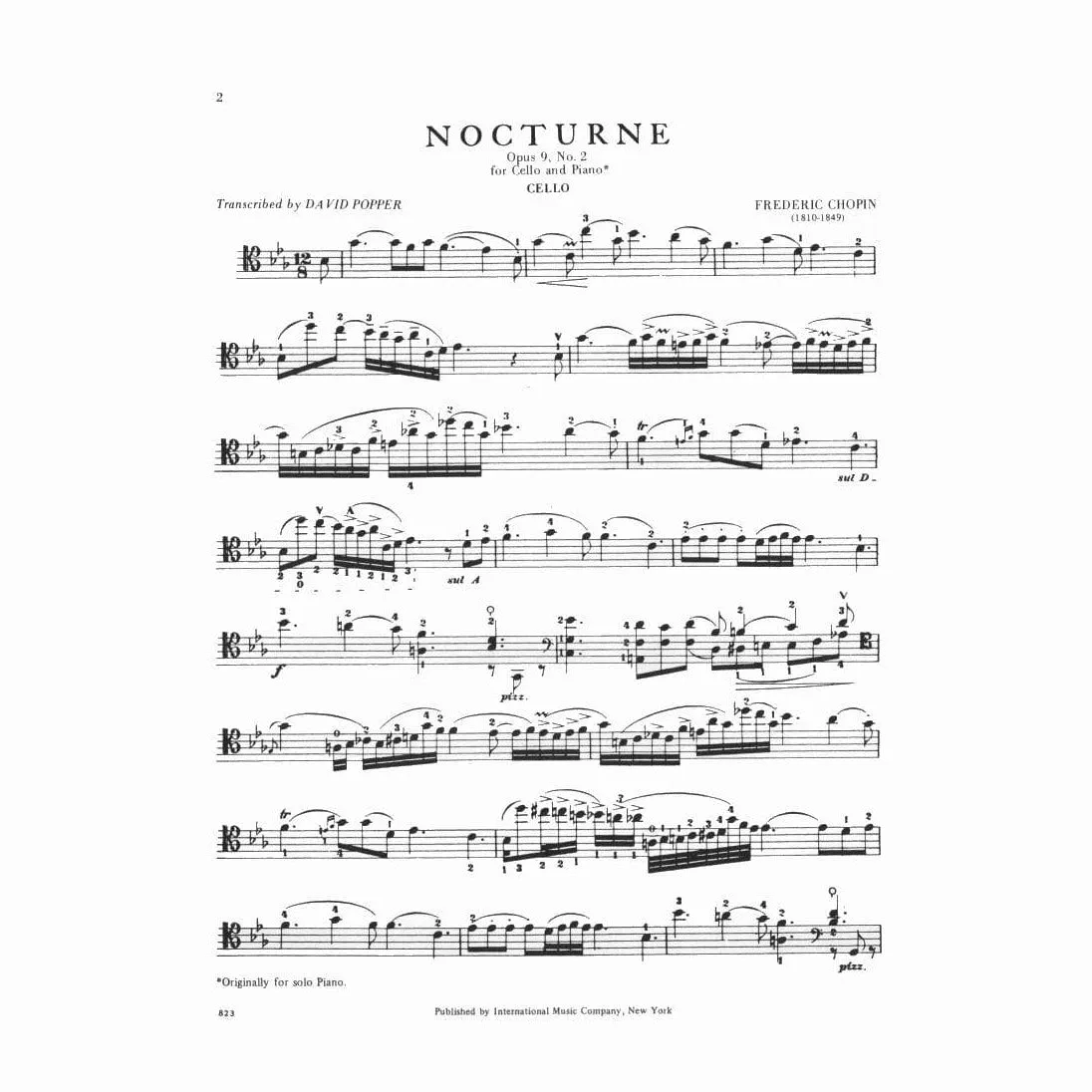 International Chopin Nocturne Es-Dur Noten Cello Klavier op.9