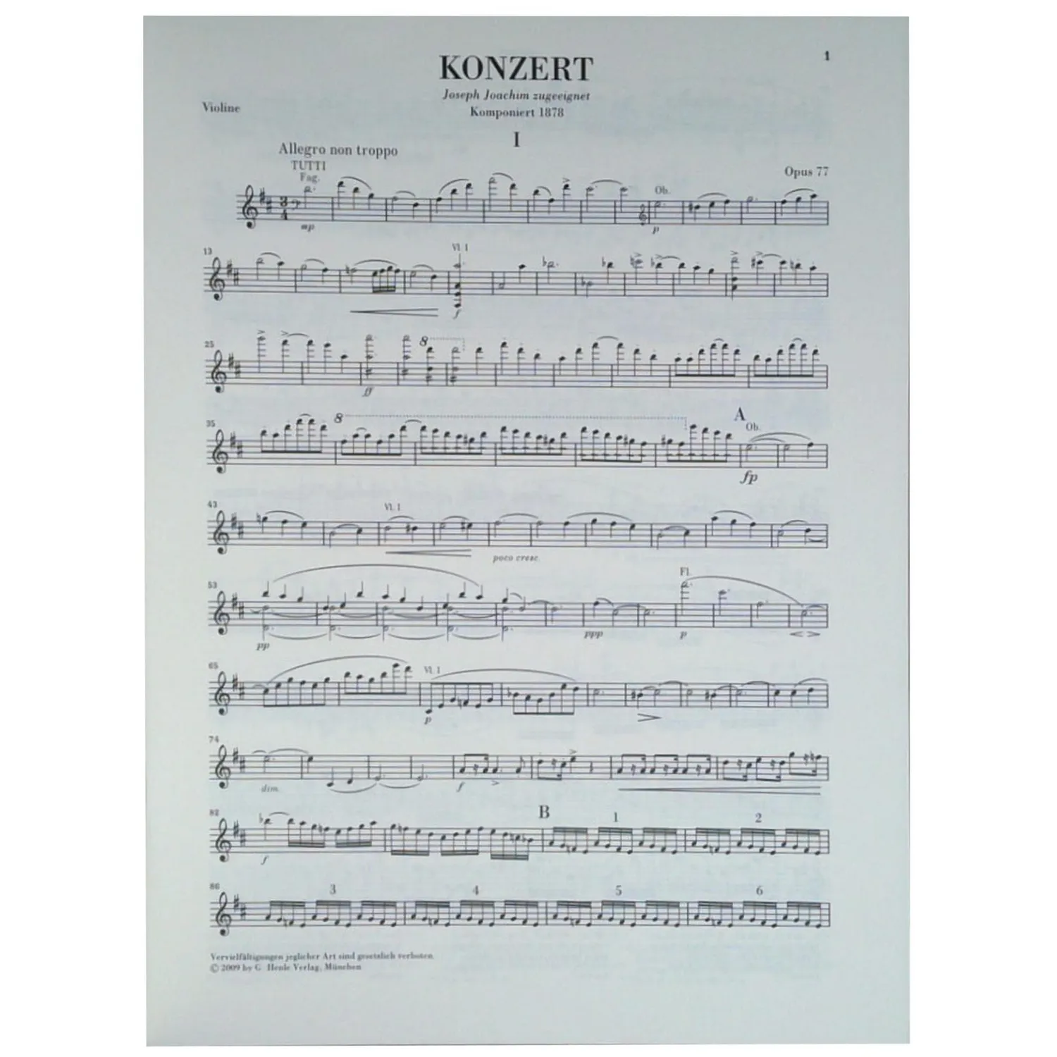 Henle Brahms Violinkonzert D-Dur Op.77 Violinnoten Zimmermann