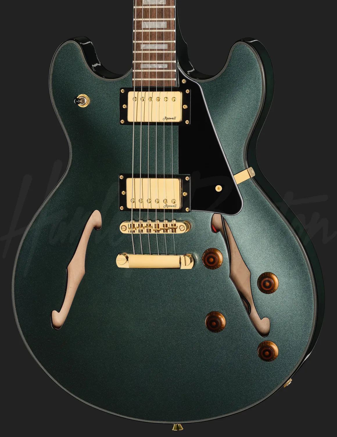 Harley Benton HB-35Plus Halbakustik-Gitarre Gun Metal Blue