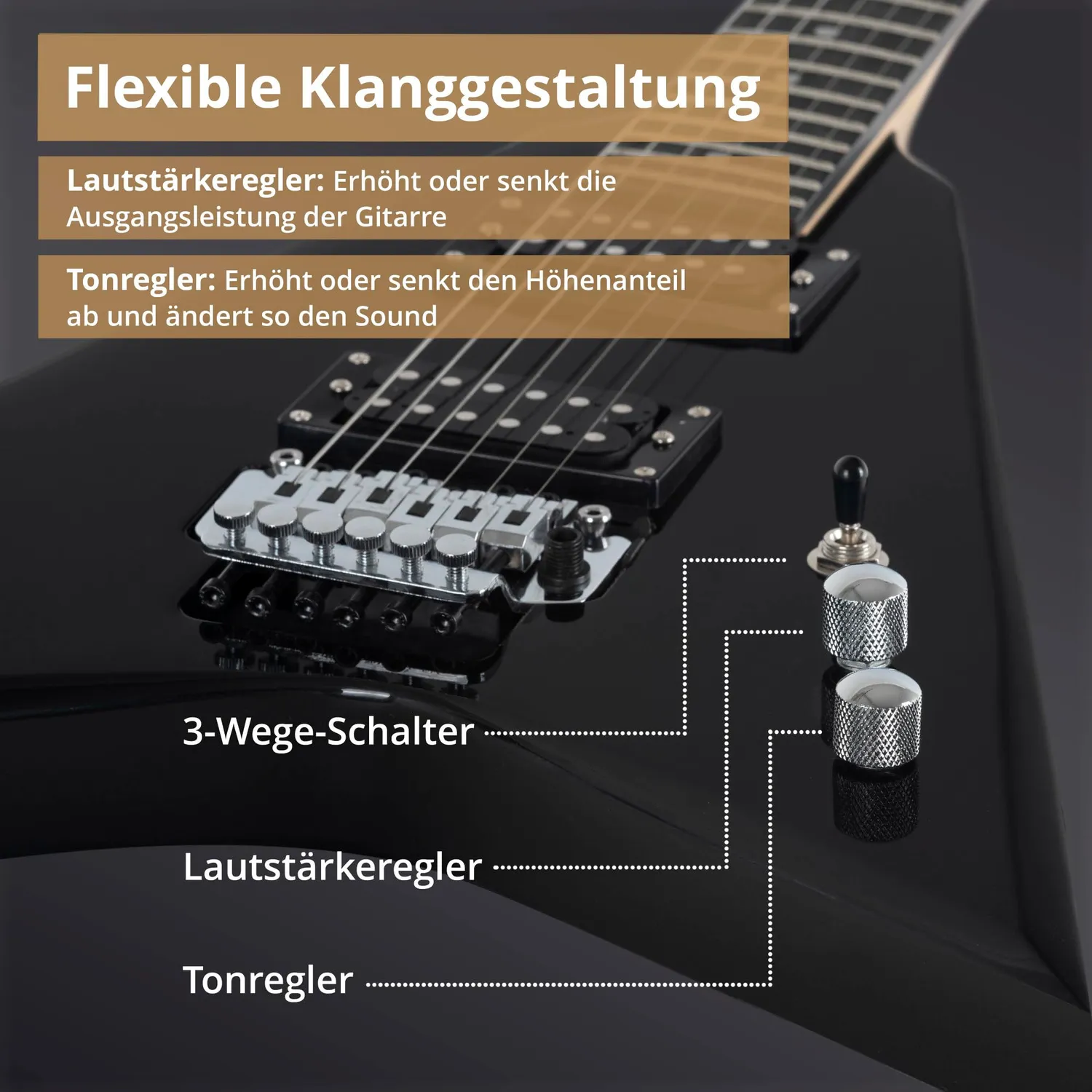 Rocktile MG-3013 Blade E-Gitarre Schwarz Tremolo