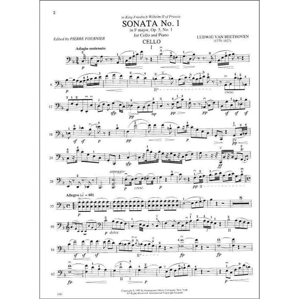 Beethoven Sonate Nr 1 F-Dur Op 5 Cello Klavier Noten