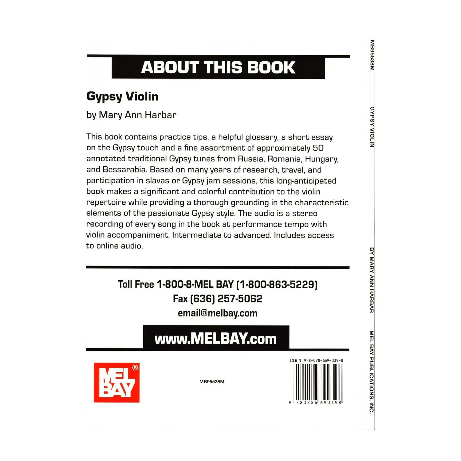 Mel Bay Harbar Gypsy Violin Notenbuch mit Online-Audio