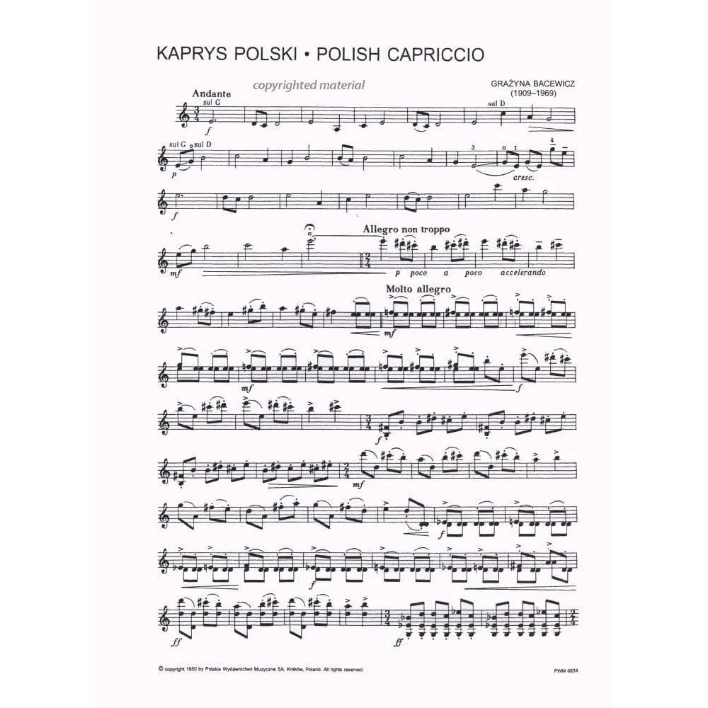 Shar Music Bacewicz Polish Caprice Violine Noten PWM Solo