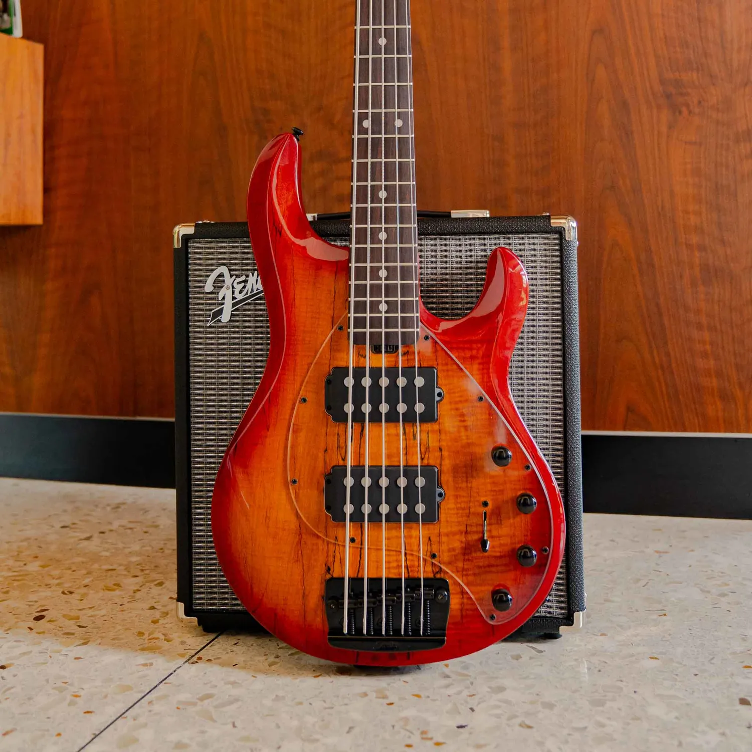 Sterling StingRay RAY35 HH E-Bass Blood Orange Burst 5-saitig