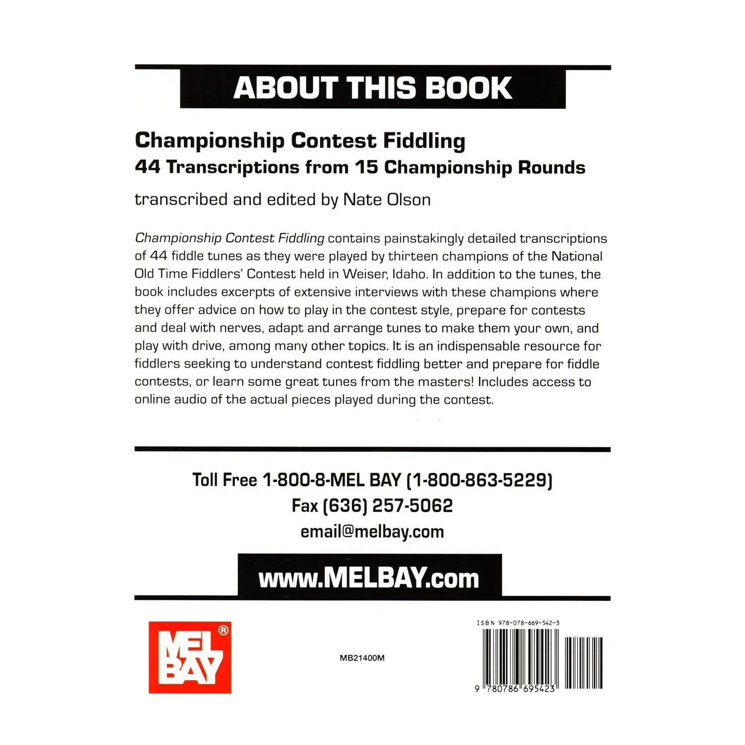 Championship Contest Fiddling Noten Violine Online-Audio Mel Bay