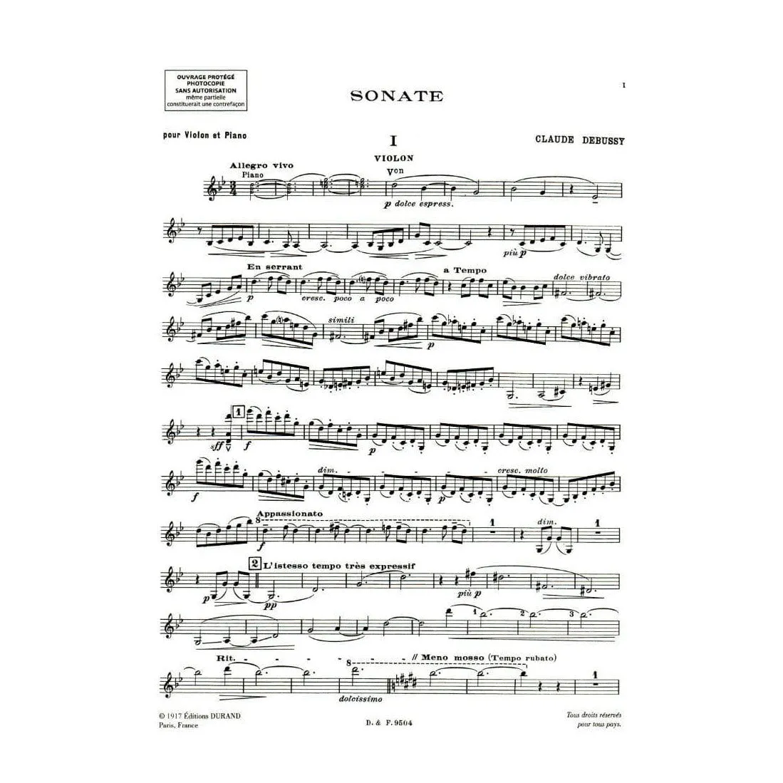 Shar Music Debussy Sonate g-moll Violine Klavier Noten Durand