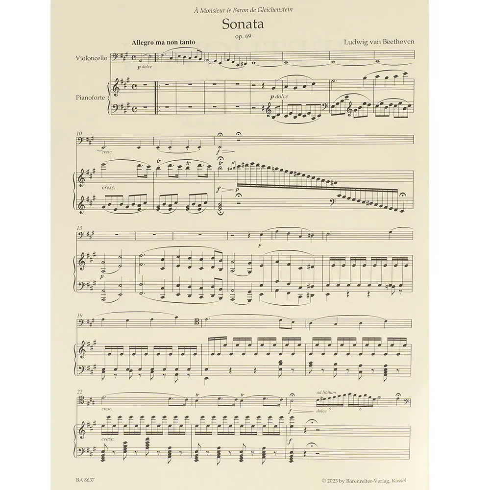 Beethoven Sonate A-Dur op.69 Cello Klavier Bärenreiter