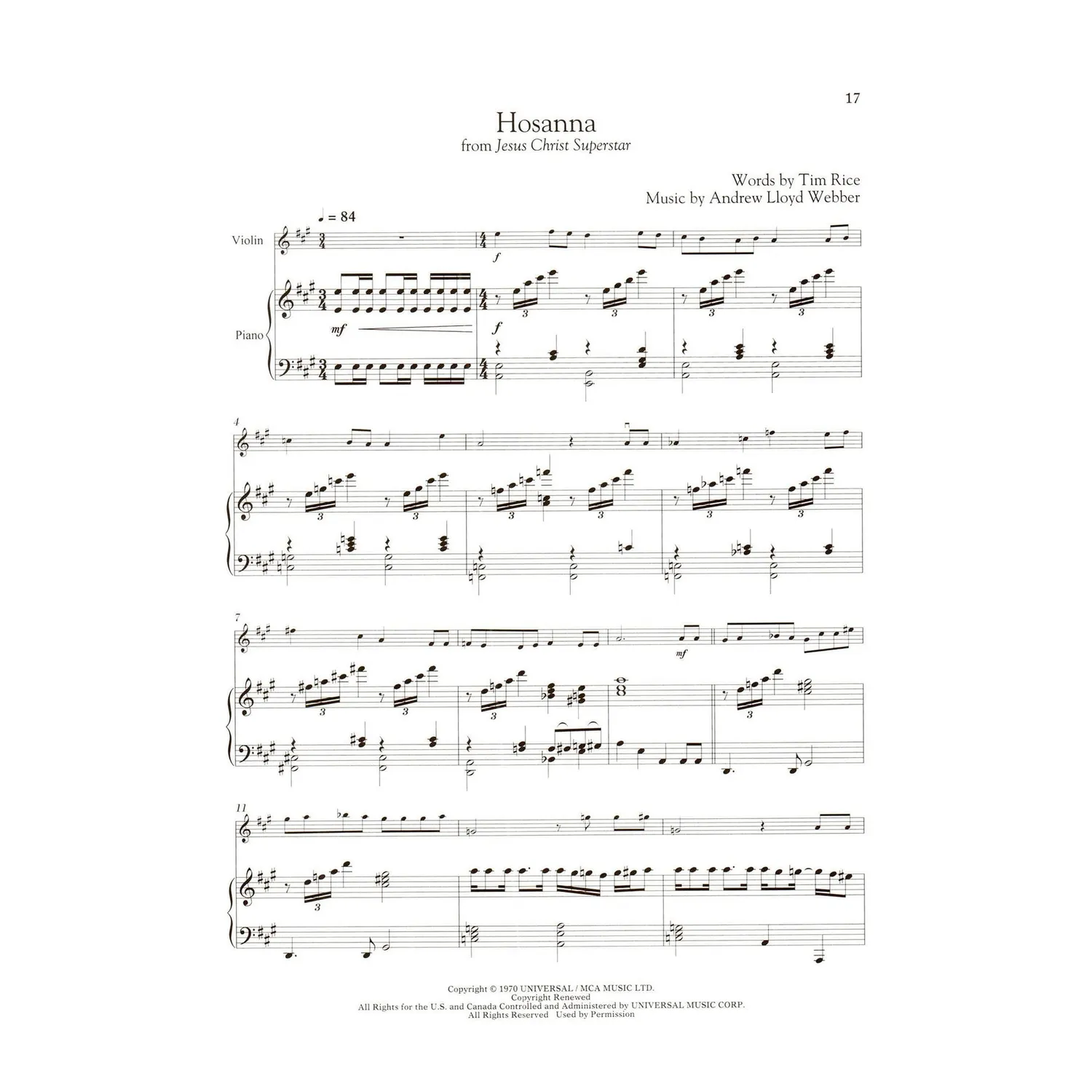 Hal Leonard Lloyd Webber Noten Violine Klavier