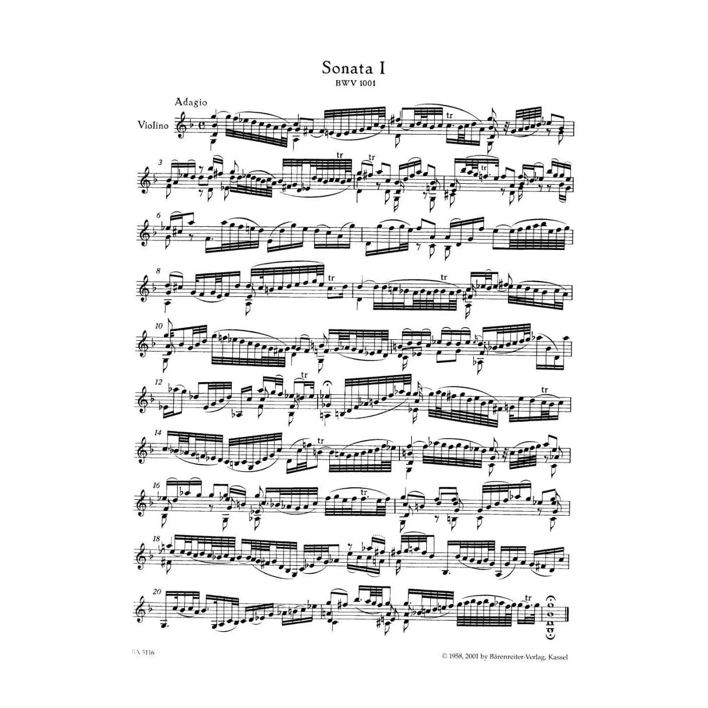 Bärenreiter Bach Sonaten Partiten BWV 1001-1006 Violine