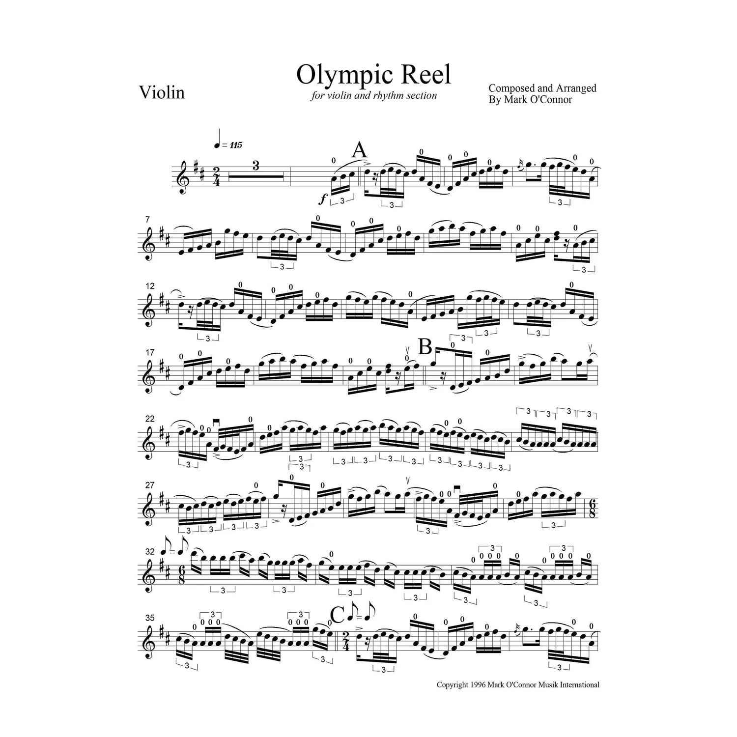 O'Connor Olympic Reel Violinnoten Download Fiddle