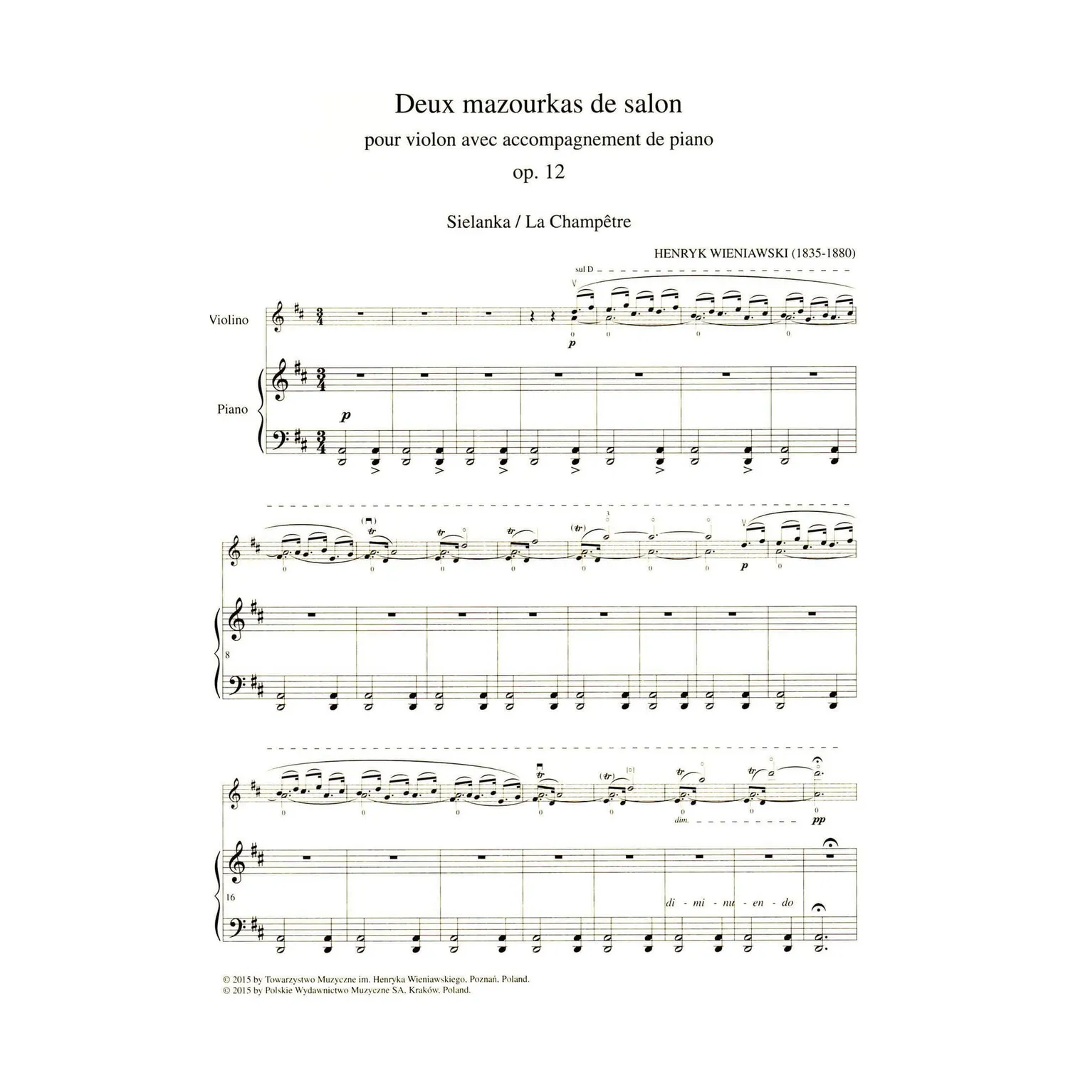 PWM Wieniawski 2 Mazurkas Op 12 Violinnoten