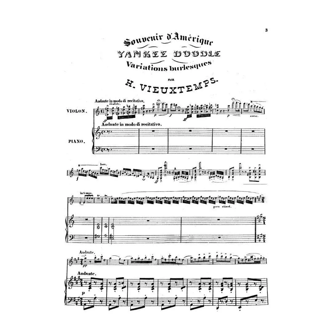 Galaxy Vieuxtemps Souvenir d'Amérique Noten Violine Klavier