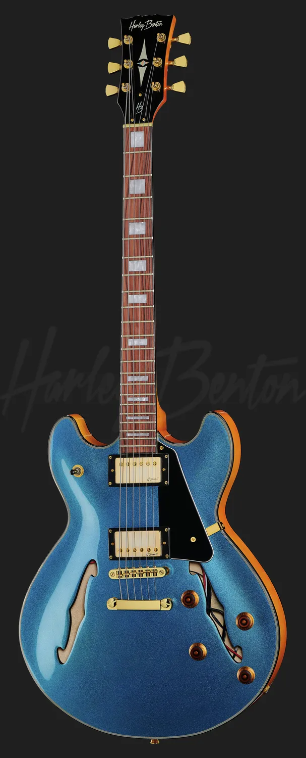 Harley Benton Deluxe HB-35Plus E-Gitarre Metallic Blue halbakustisch