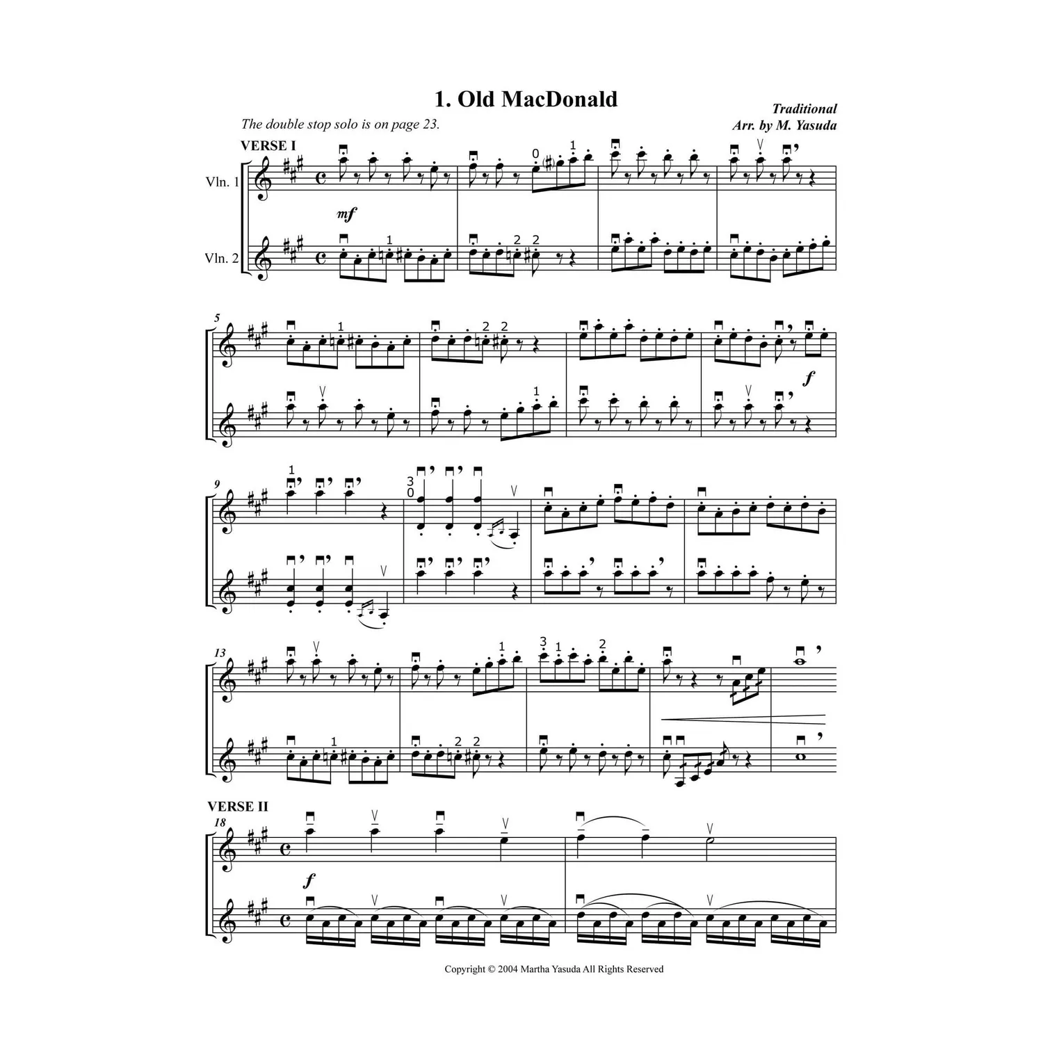 Shar Music American Melodies Vol. II Noten Download Violine Doppelgriff