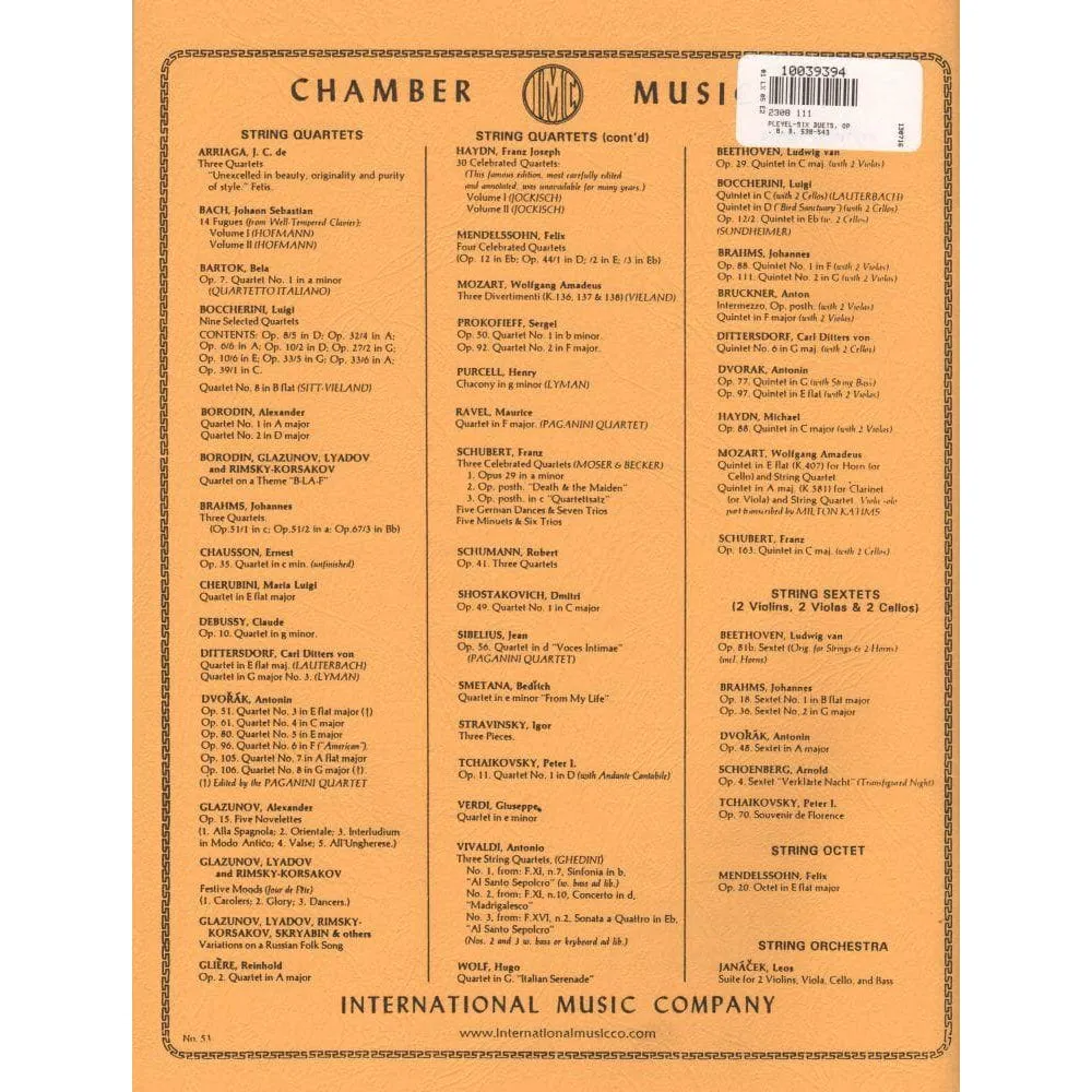 Shar Music Pleyel Six Duets Op 8 Bratschennoten 2 Violen