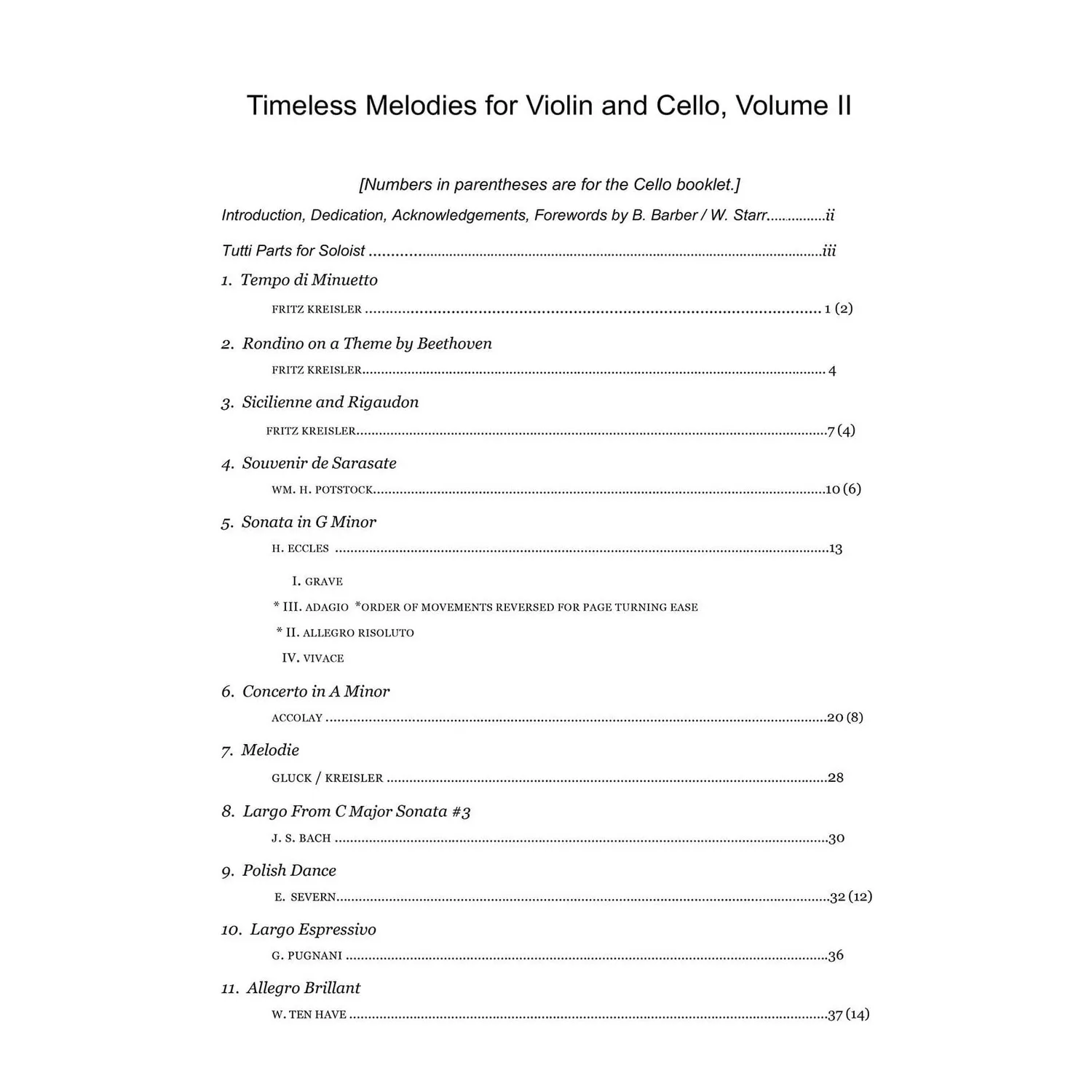 Shar Music Timeless Melodies Vol. 2 Noten Violine Cello Download