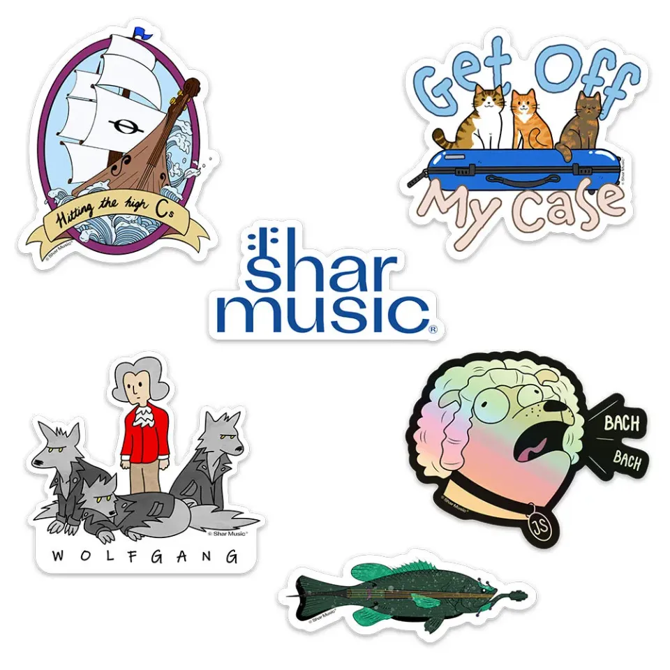 Shar Music Sticker 6er-Pack Vinyl Bach Kontrabass Geschenk