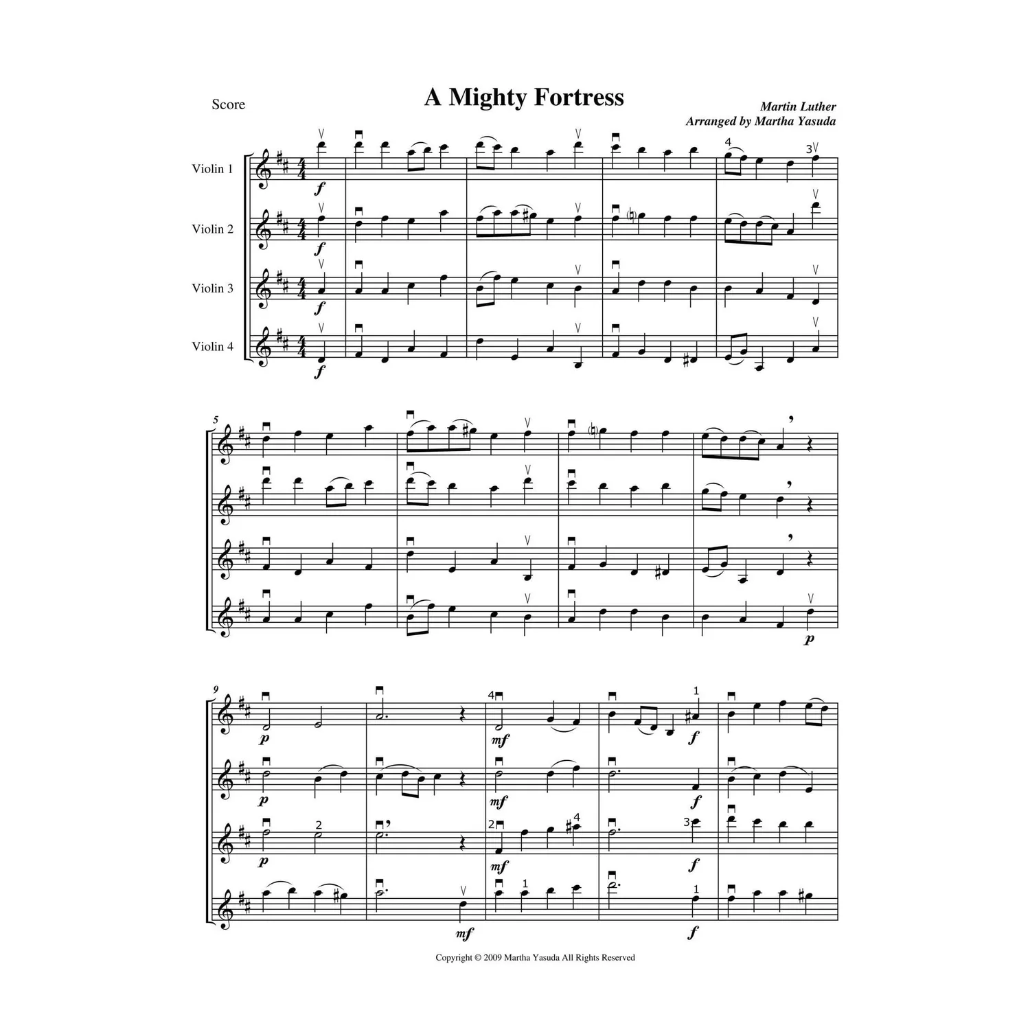 Yasuda Hymn Melodies Noten 4 Violinen Download