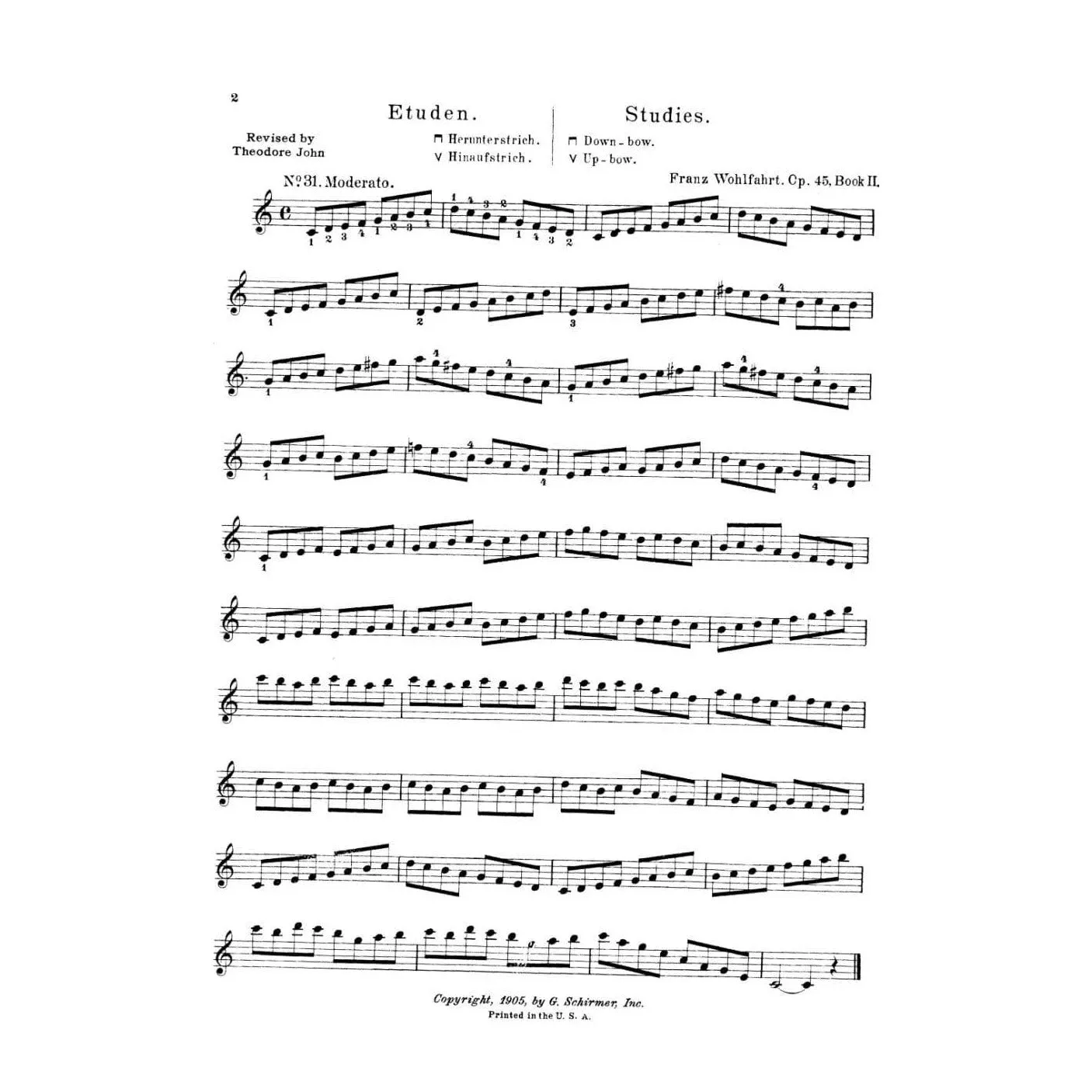 Schirmer Wohlfahrt 60 Etüden Op 45 Heft 2 Violine Noten