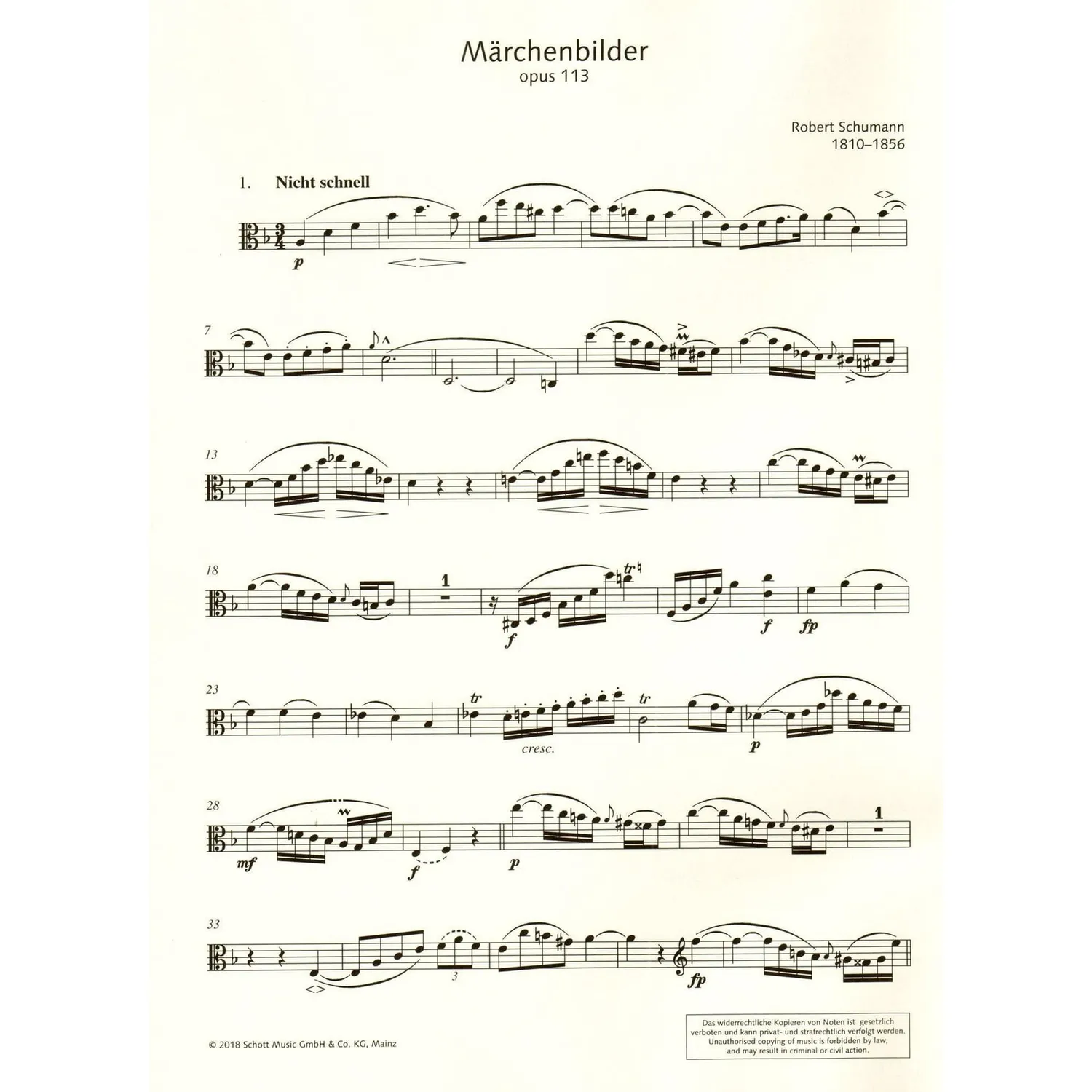 Schumann Märchenbilder Op 113 Viola Noten Schott