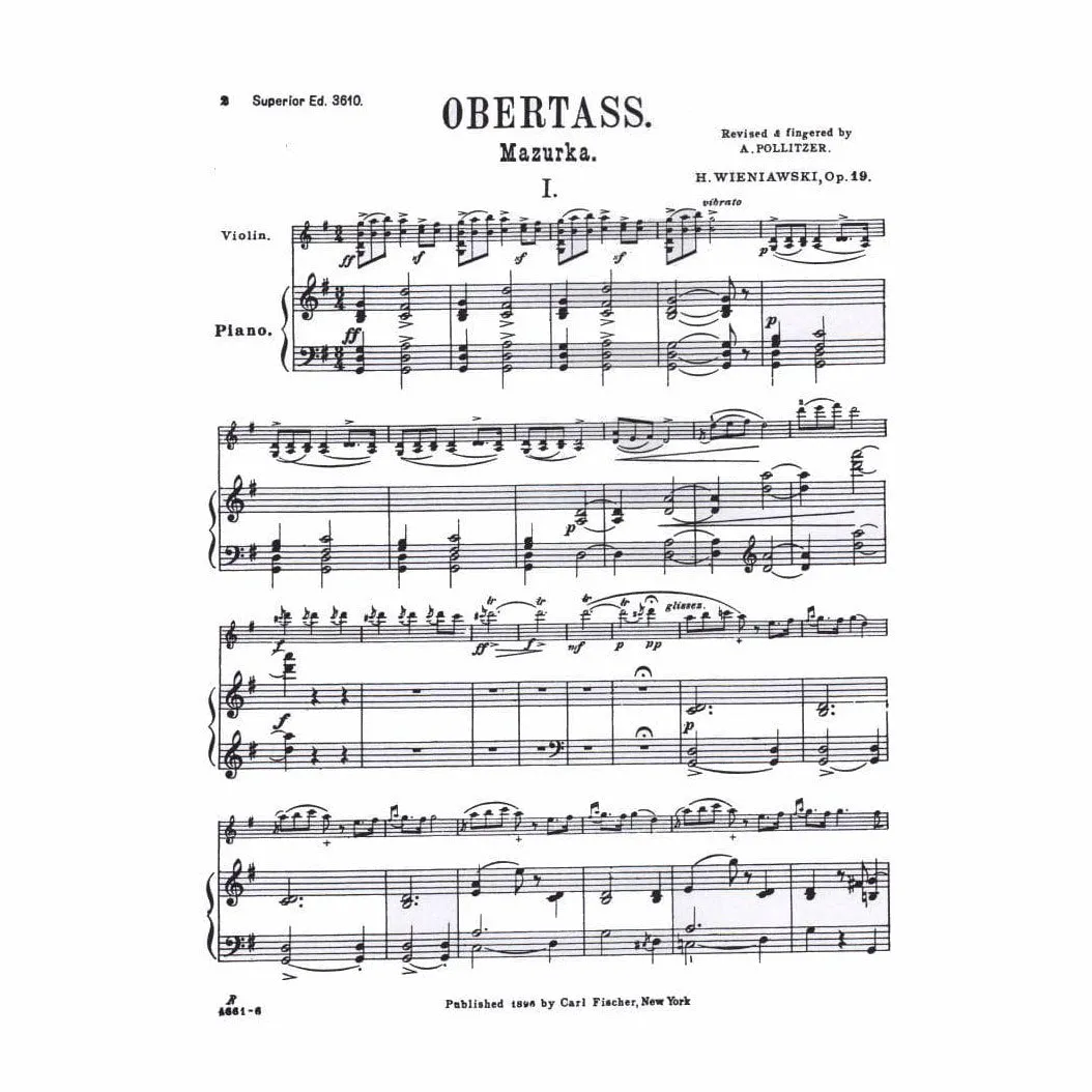 Carl Fischer Wieniawski Obertass Op 19 Nr 1 Noten