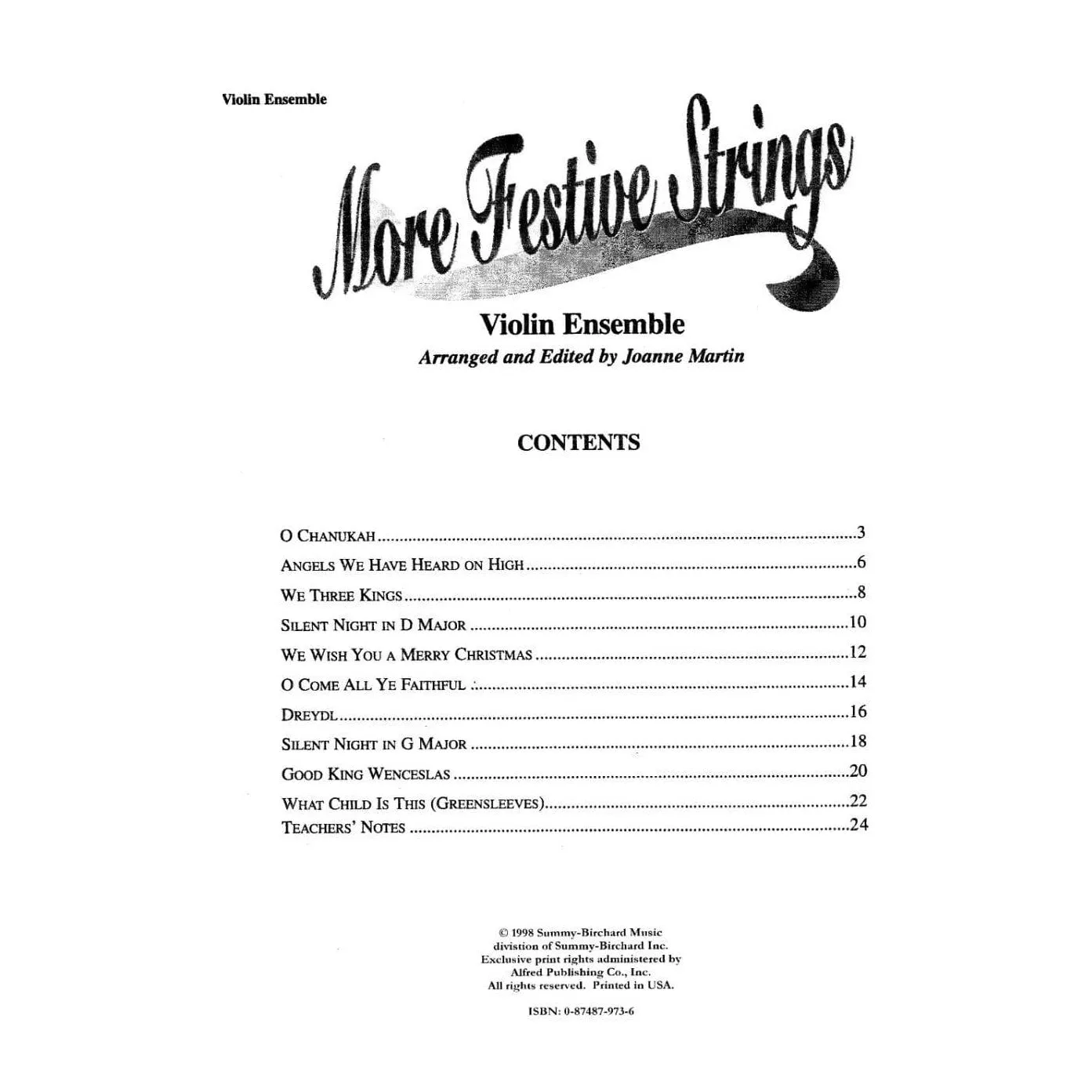 Shar Music More Festive Strings Violin Ensemble Noten 4 Violinen