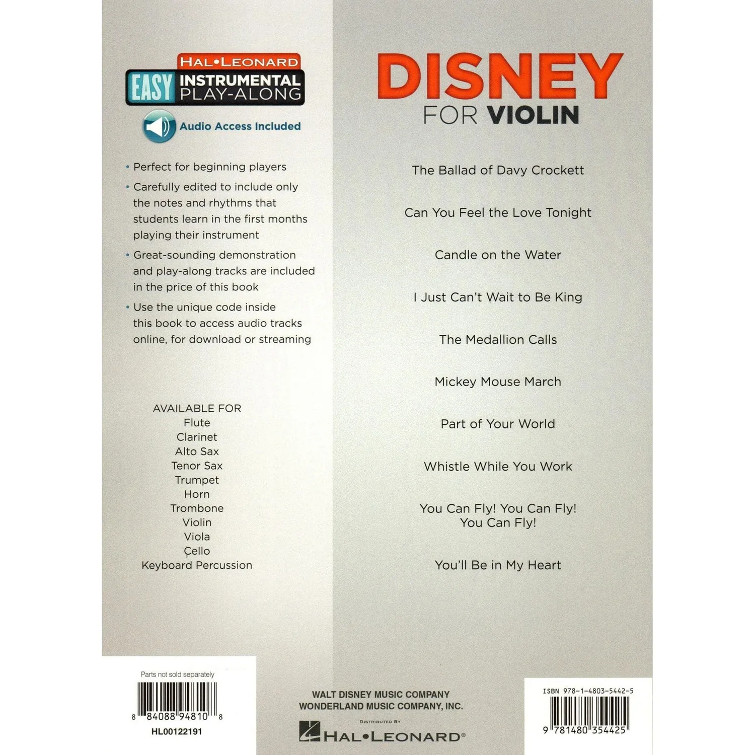 Hal Leonard Disney Play-Along Violinnoten Violine Online-Audio Anfänger