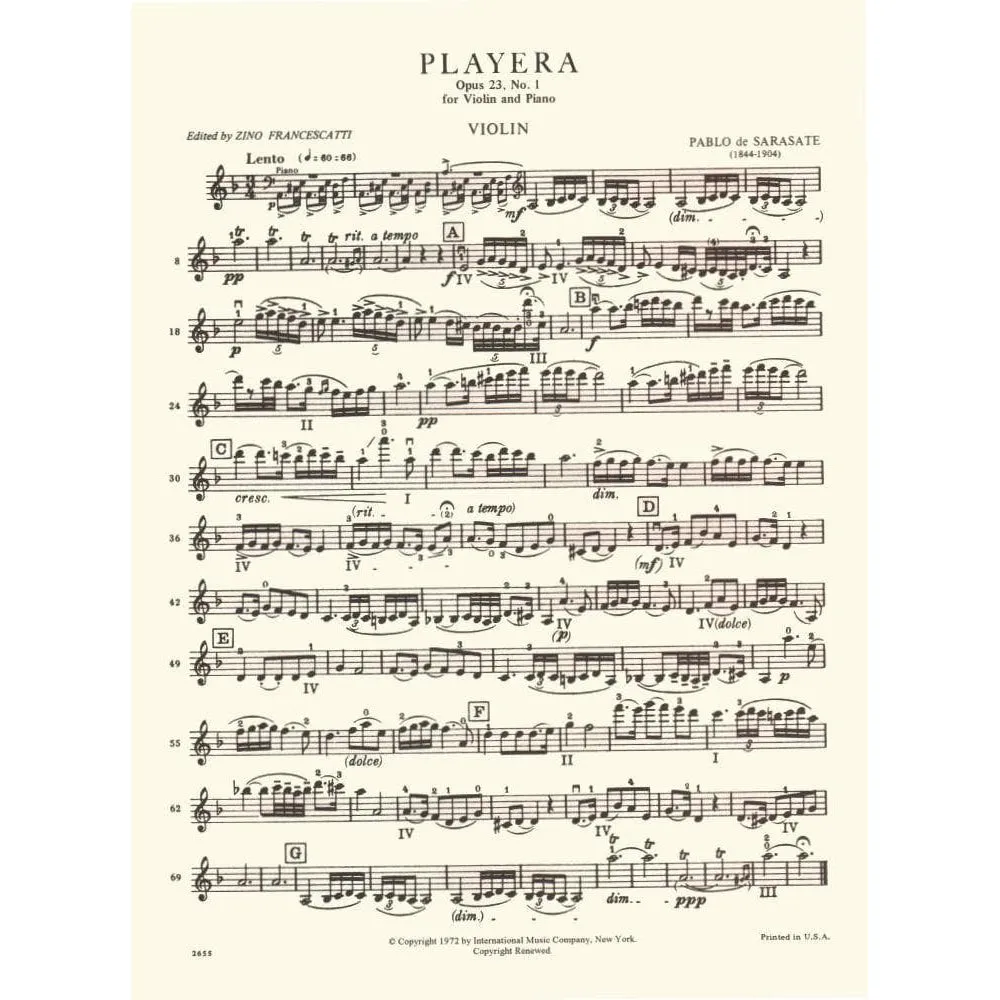 Sarasate Playera Op 23 Nr 1 Noten Violine Klavier