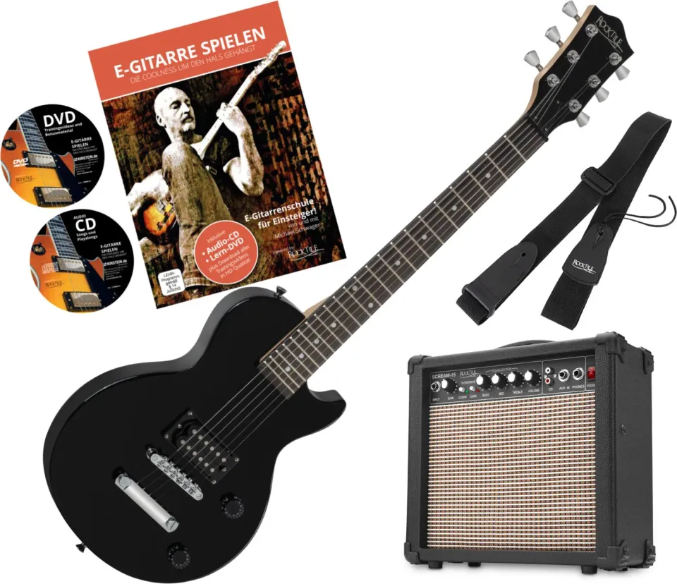 Rocktile L-50B Junior E-Gitarre 3/4 Set schwarz mit Amp