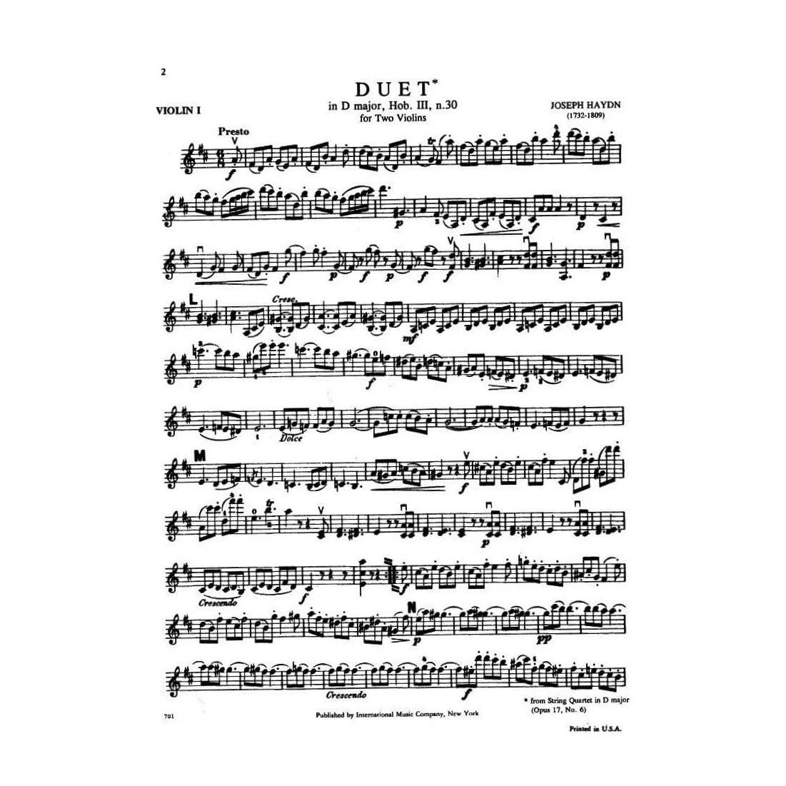 International Haydn Duett D-Dur Op.102 Violin-Noten