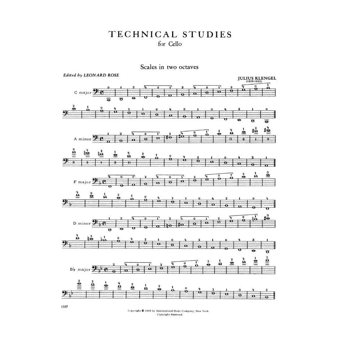Shar Music Klengel Technical Studies 1 Cello Noten Tonleitern