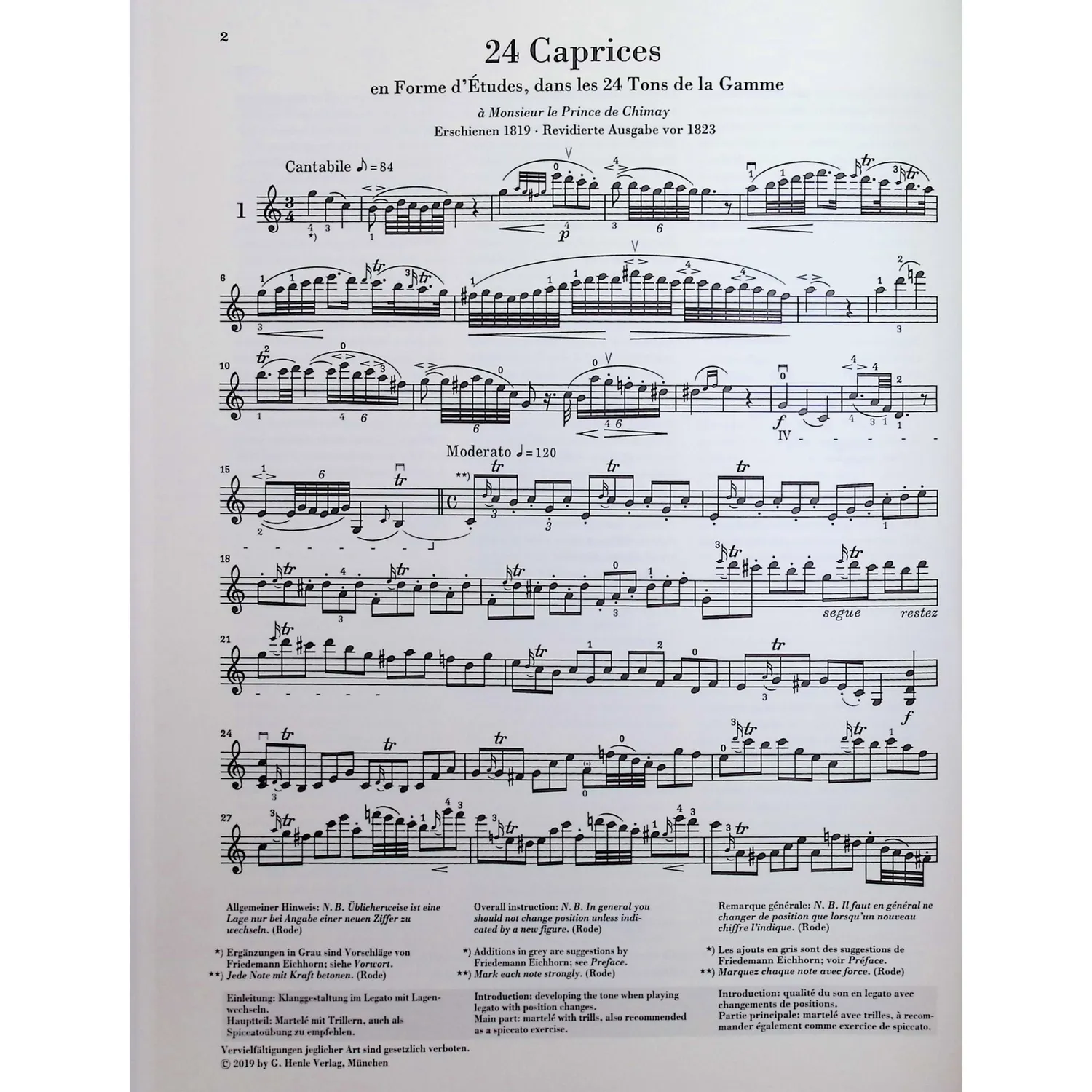 Henle Rode 24 Capricen Violinnoten Urtext