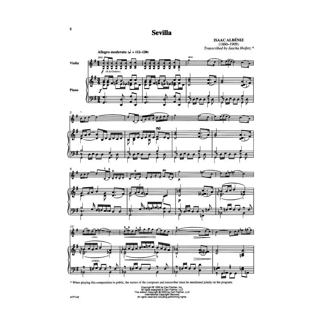 Shar Music Heifetz Collection Vol. 3 Noten Violine Klavier Fischer