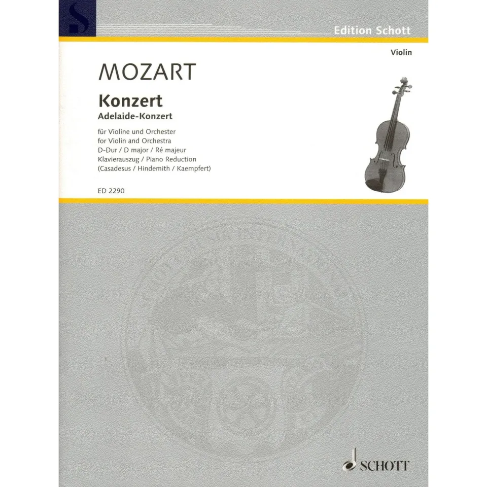 Schott Mozart Konzert D-Dur K 294a Adelaide Noten Violine Klavier
