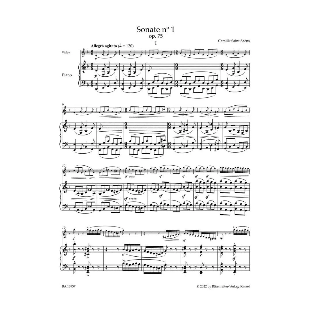 Bärenreiter Saint-Saëns Sonate Nr.1 Noten Violine Klavier Urtext