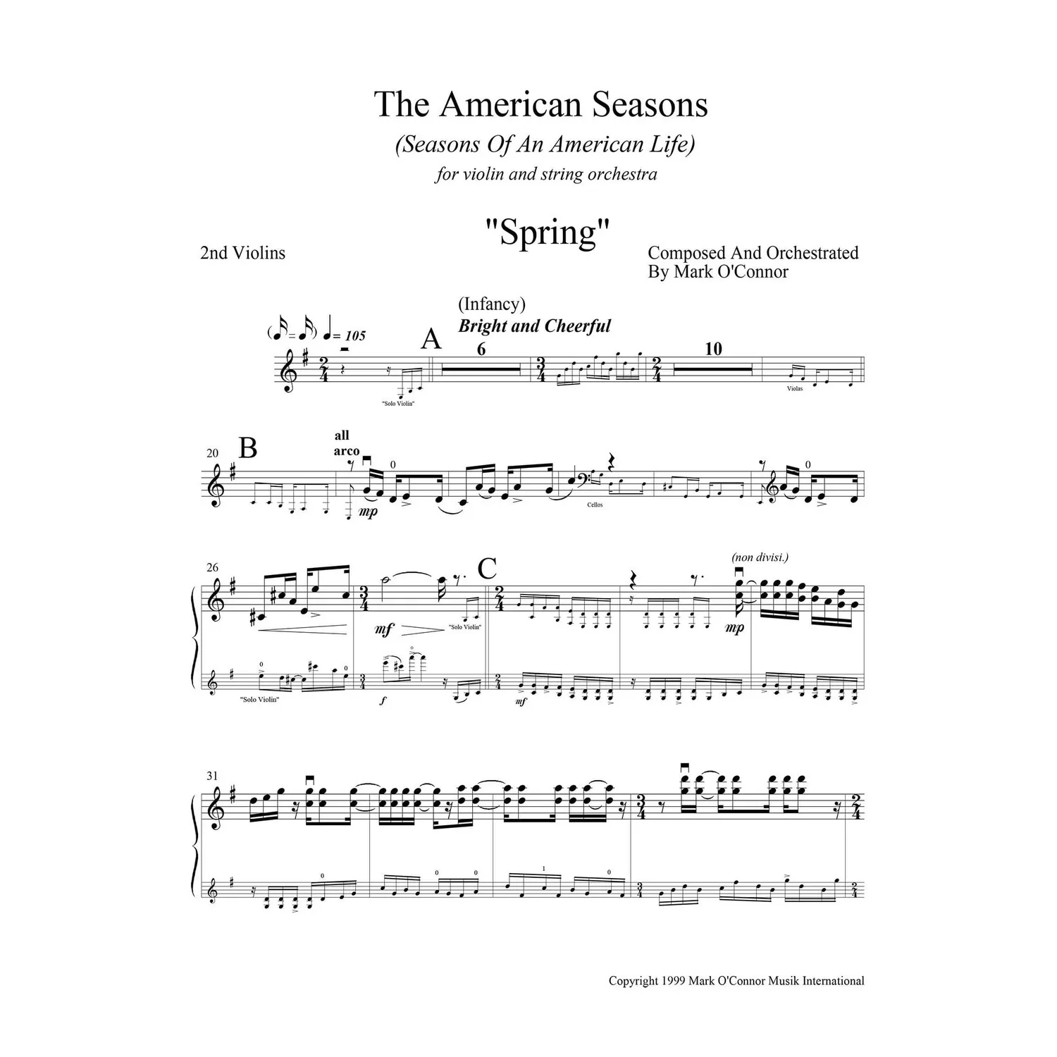 O'Connor American Seasons Violinnoten 2nd Violine Download