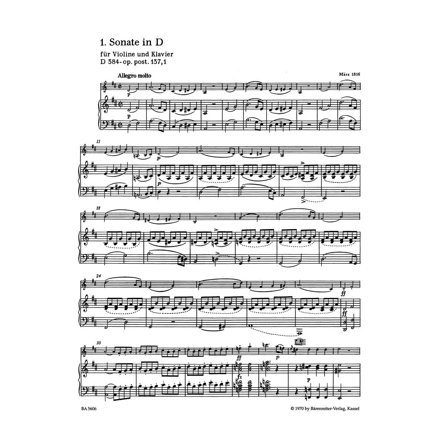 Schubert Three Sonatinas Op 137 Violine Klavier Urtext