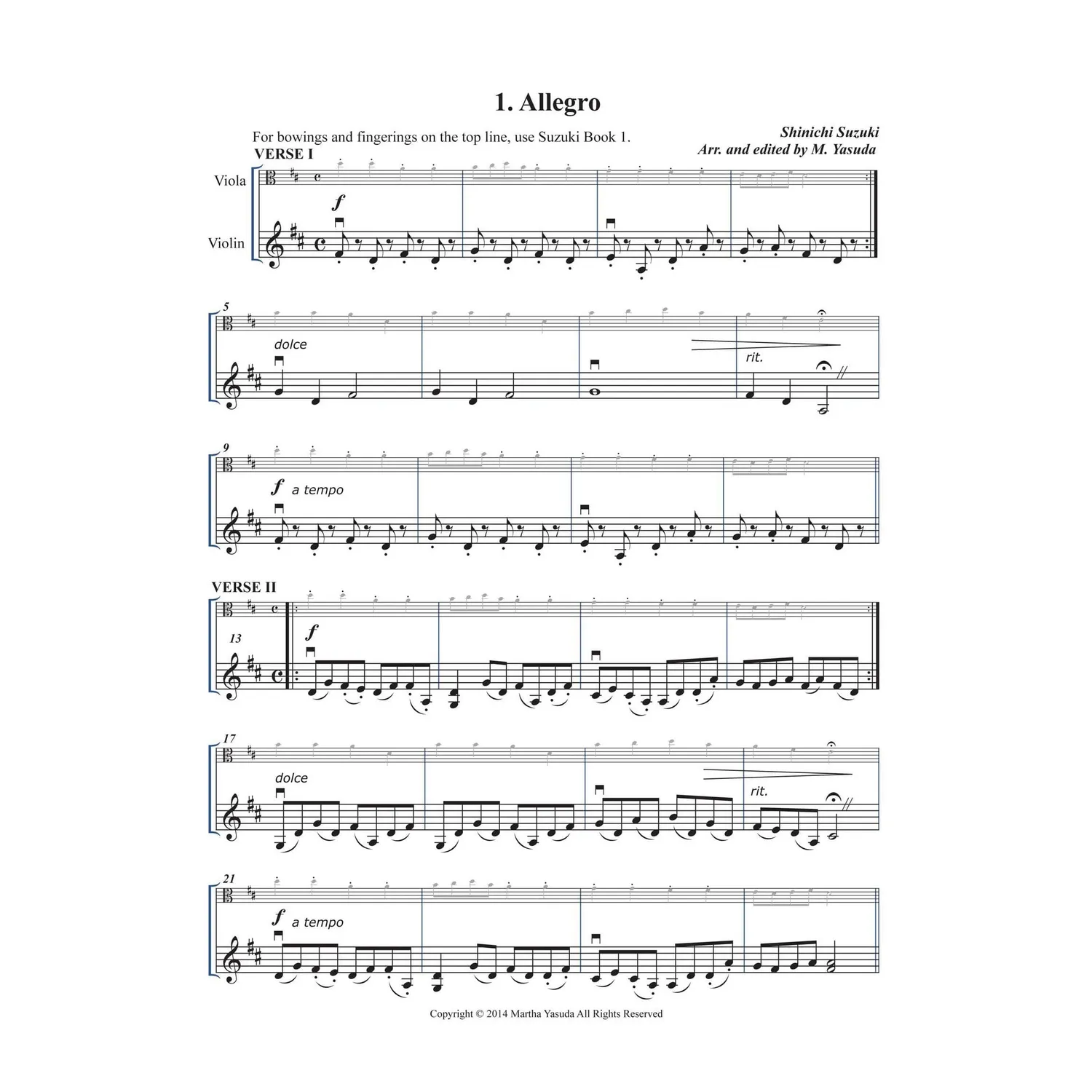 Yasuda Folk Song Melodies Noten Bratsche Violine Download