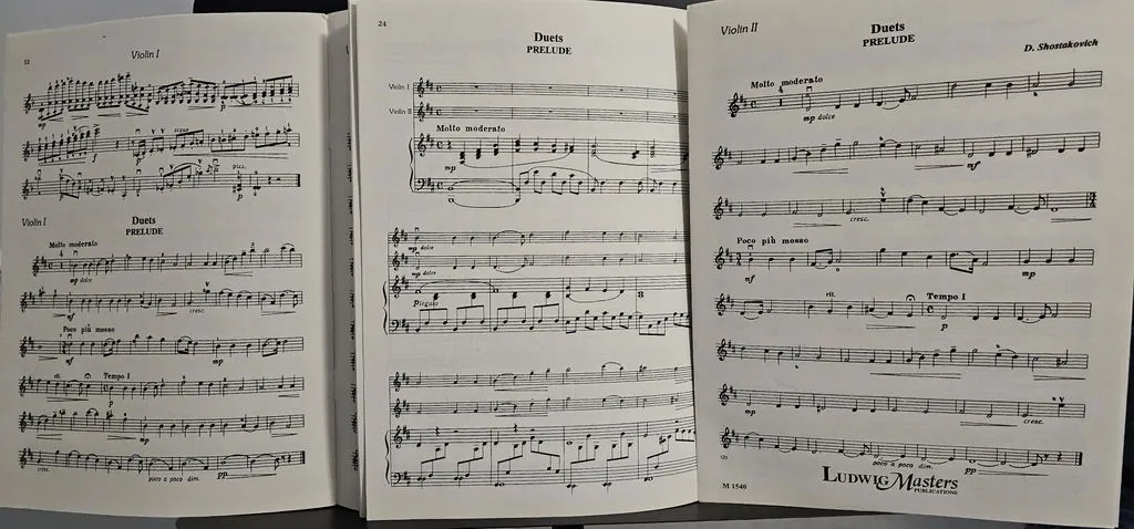 Ludwig Masters Schostakowitsch Stücke Noten 2 Violinen Klavier