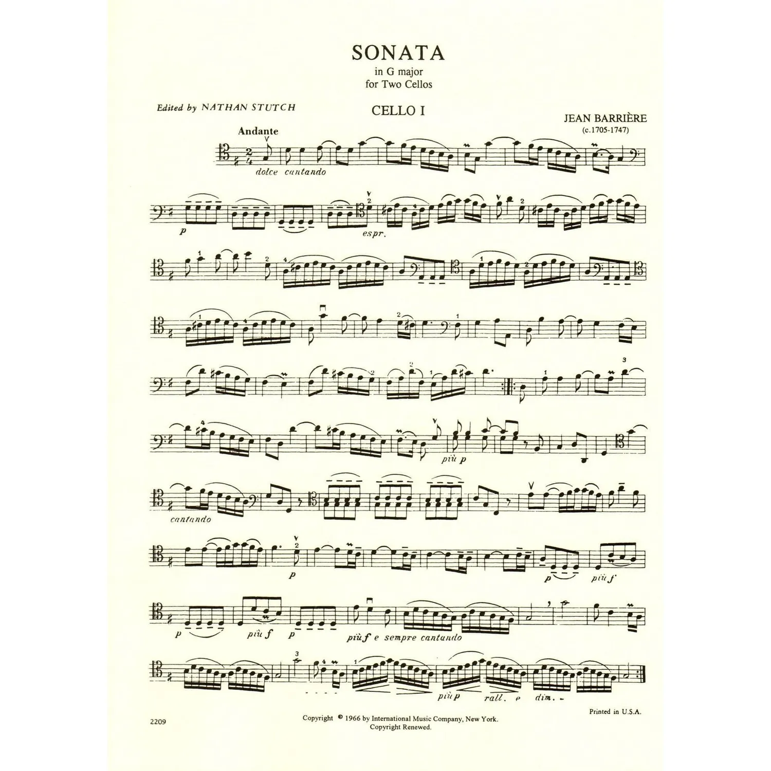 Shar Music International Sonata G-Dur Noten für 2 Celli